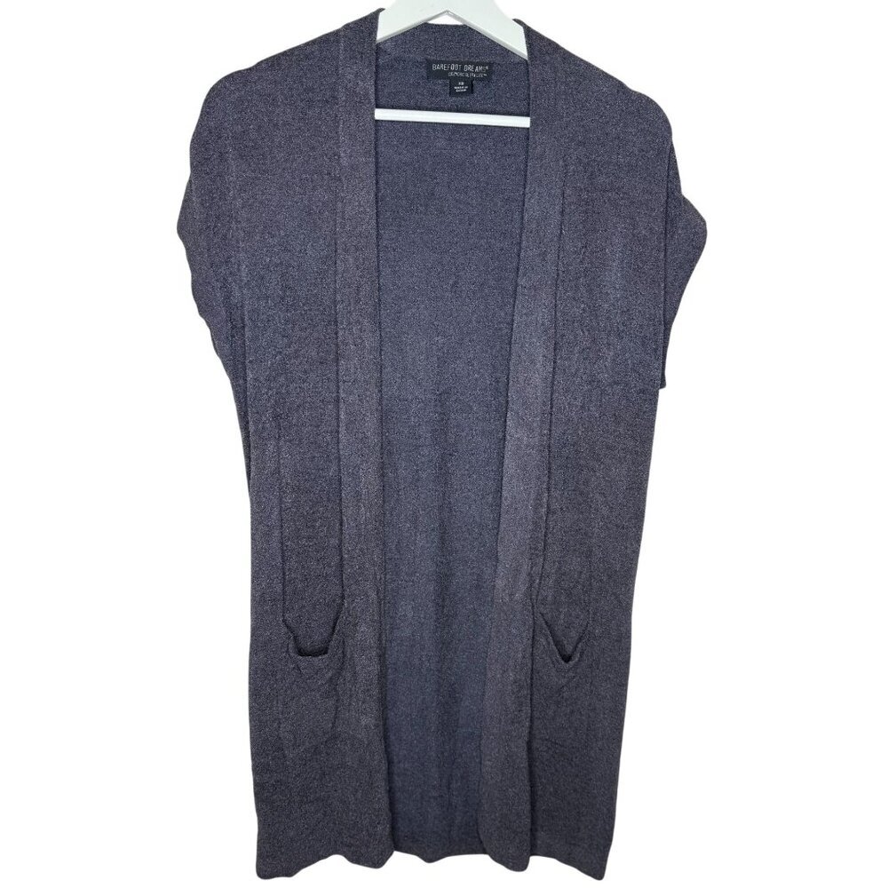 Barefoot Dreams Sleeveless Long Cardi XS Cardigan Cozychic Gray Ultra Light 497
